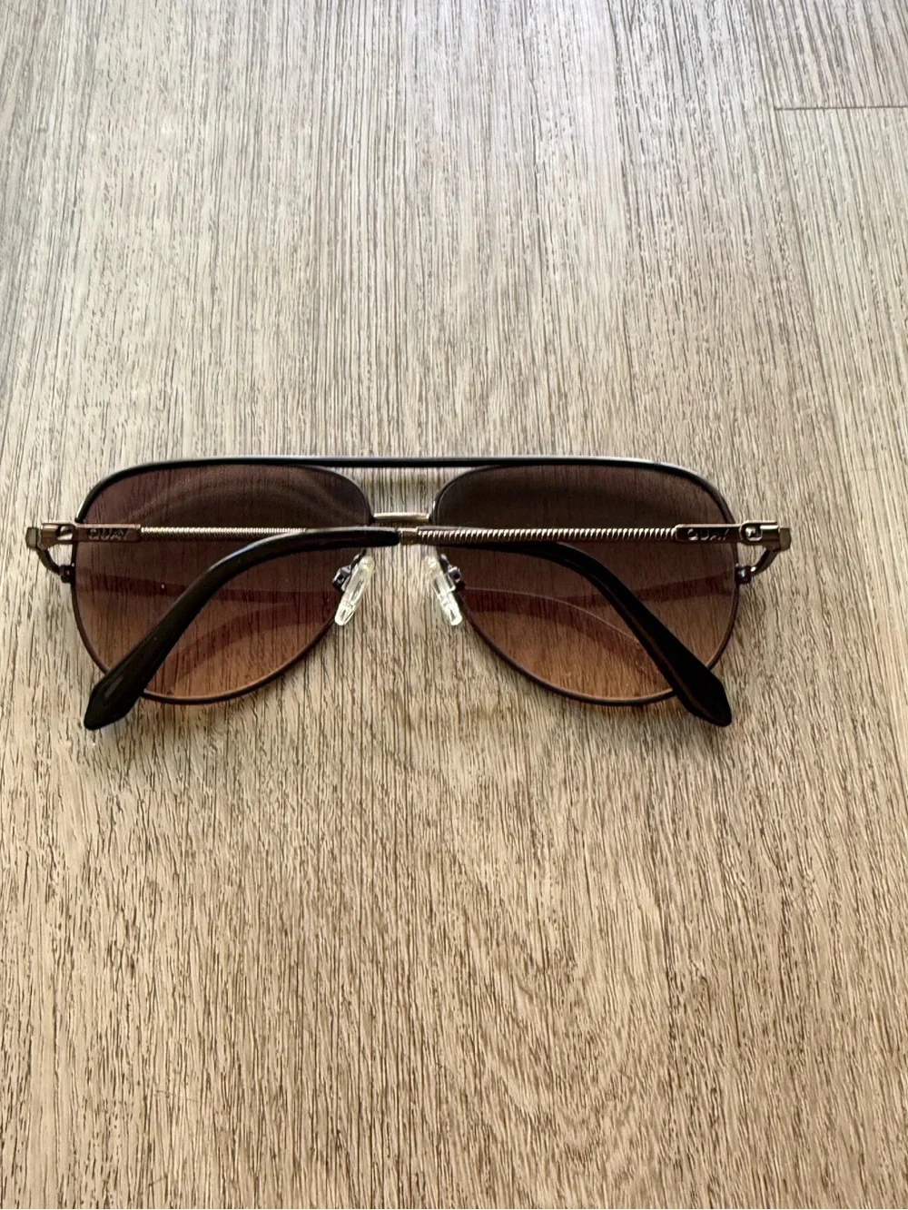quay australia high key twist brown metal aviator sunglasses eyewear NEW